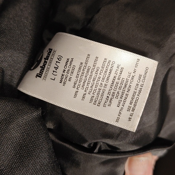 Timberland hooded camo puffer Coat boys sz L 14/16 - Picture 4 of 5